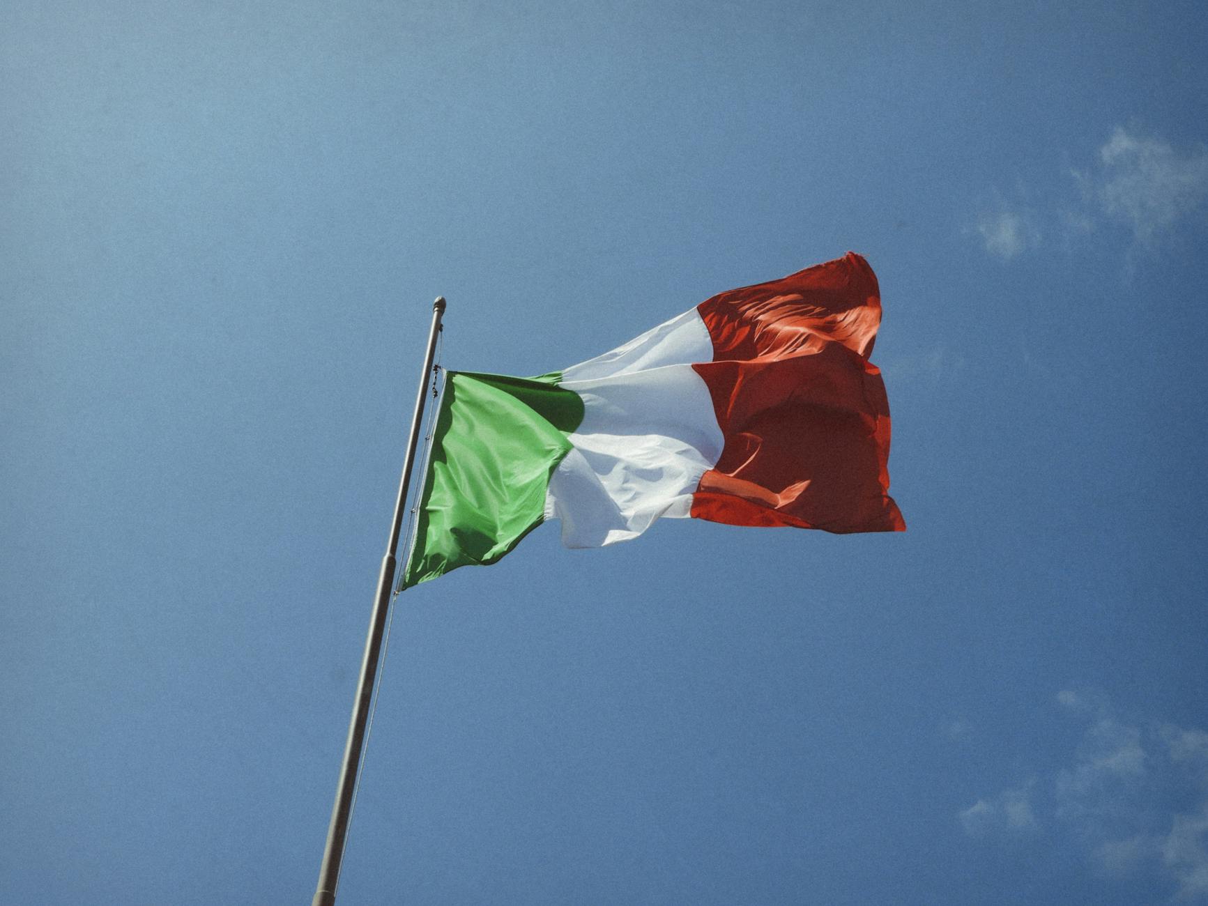clear sky over italian flag